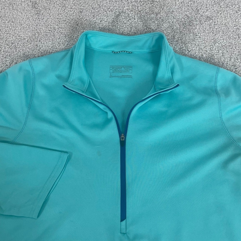 Patagonia 1/4 Zip Pullover Womens Large Fore Runner Zip Neck Base Layer Blue